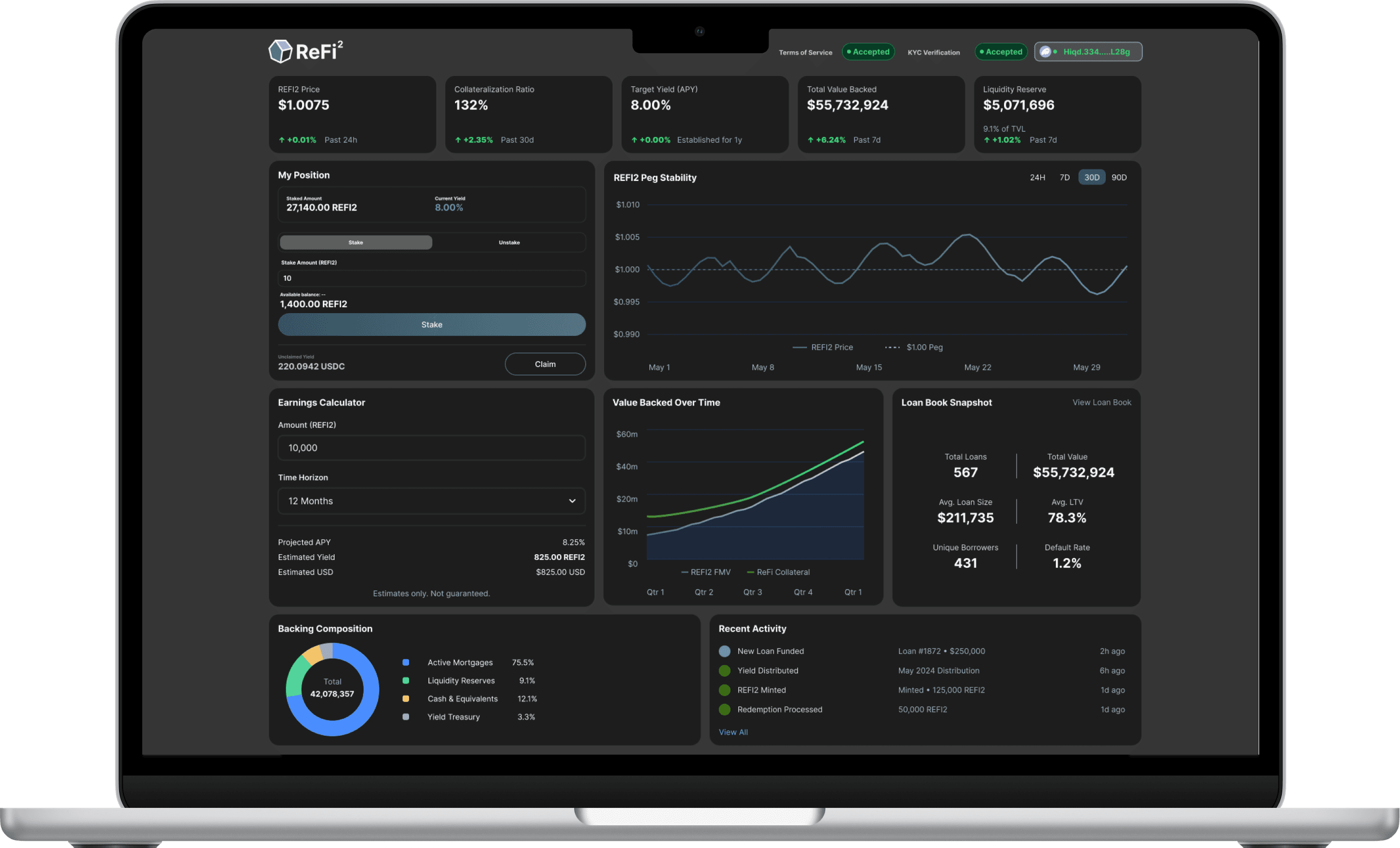 REFI2 platform shown on a laptop